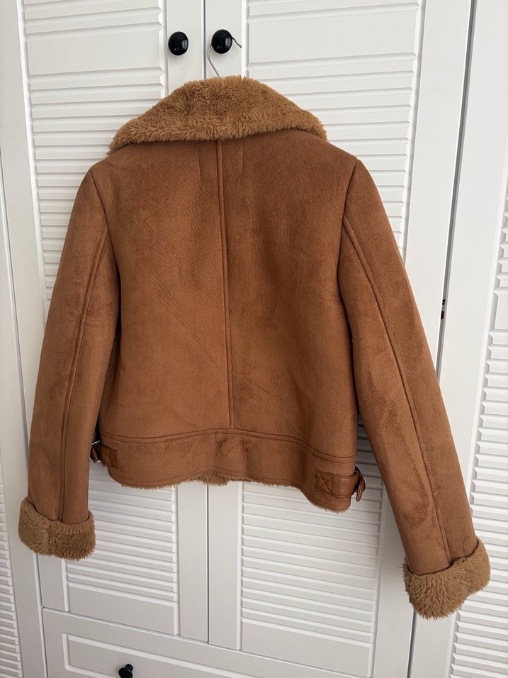 Kahverengi Süet Kürk Detaylı Kadın Ceket - Görsel 2