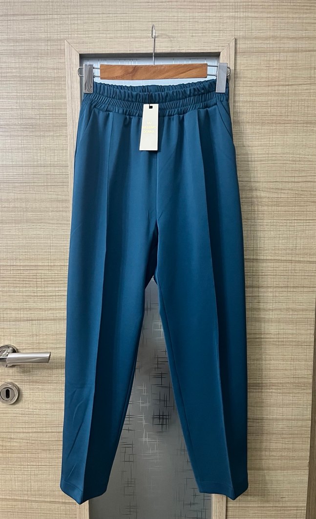 MassimoDonna marka,Petrol mavi kadın havuç kesim scuba pantolon. - Görsel 2