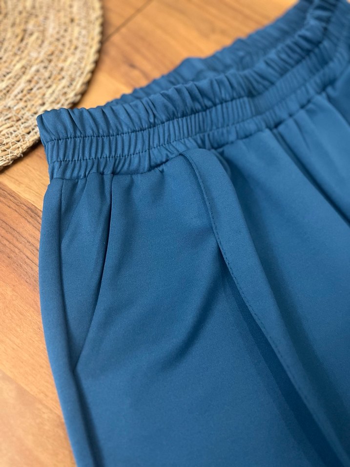 MassimoDonna marka,Petrol mavi kadın havuç kesim scuba pantolon. - Görsel 3