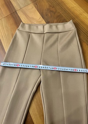 Ön boydan dikişli, şık scuba yüksek bel İspanyol paça pantolon - Görsel 6