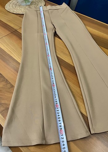 Ön boydan dikişli, şık scuba yüksek bel İspanyol paça pantolon - Görsel 7