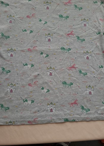 Kız Çocuk Gri Baskılı Kısa Kollu Tişört - Görsel 2