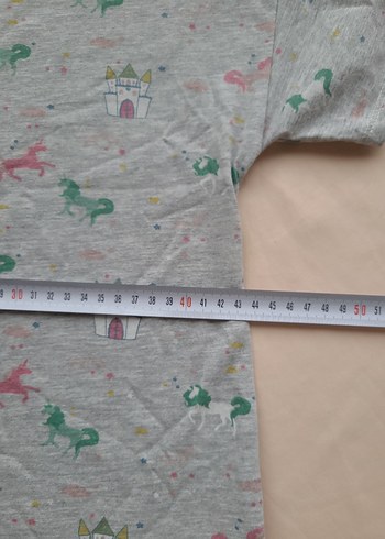 Kız Çocuk Gri Baskılı Kısa Kollu Tişört - Görsel 5