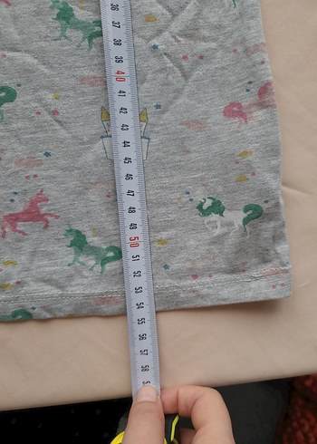 Kız Çocuk Gri Baskılı Kısa Kollu Tişört - Görsel 4