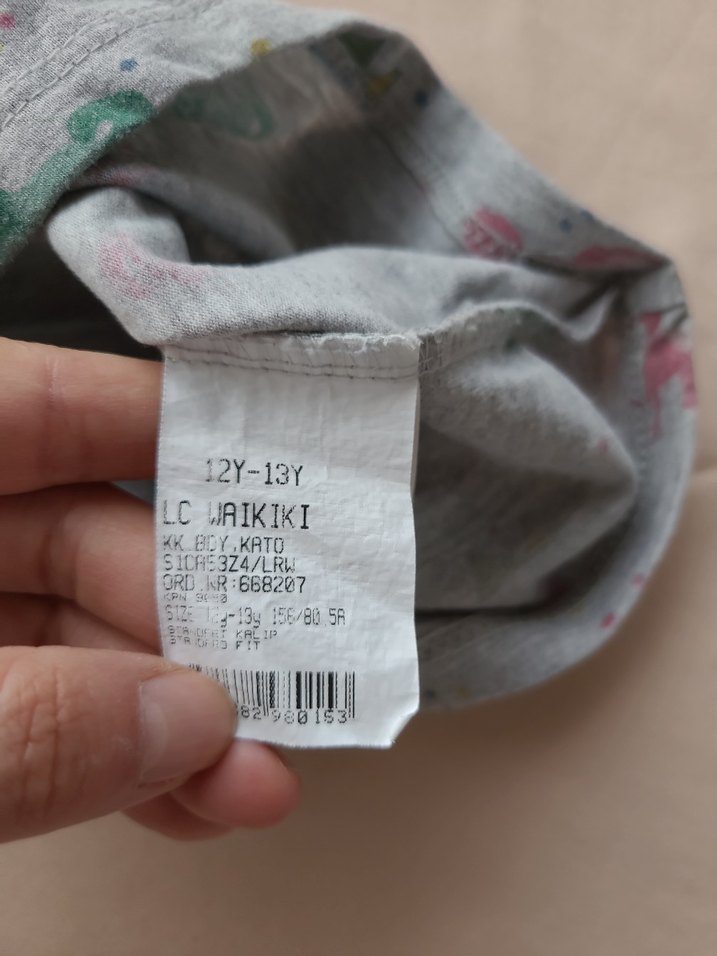 Kız Çocuk Gri Baskılı Kısa Kollu Tişört - Görsel 3