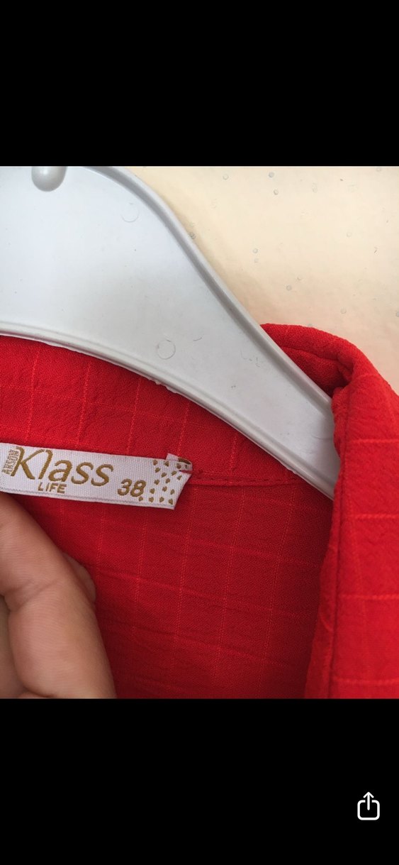 Kırmızı Uzun Düğmeli Hamile Keten Ceket - Görsel 2