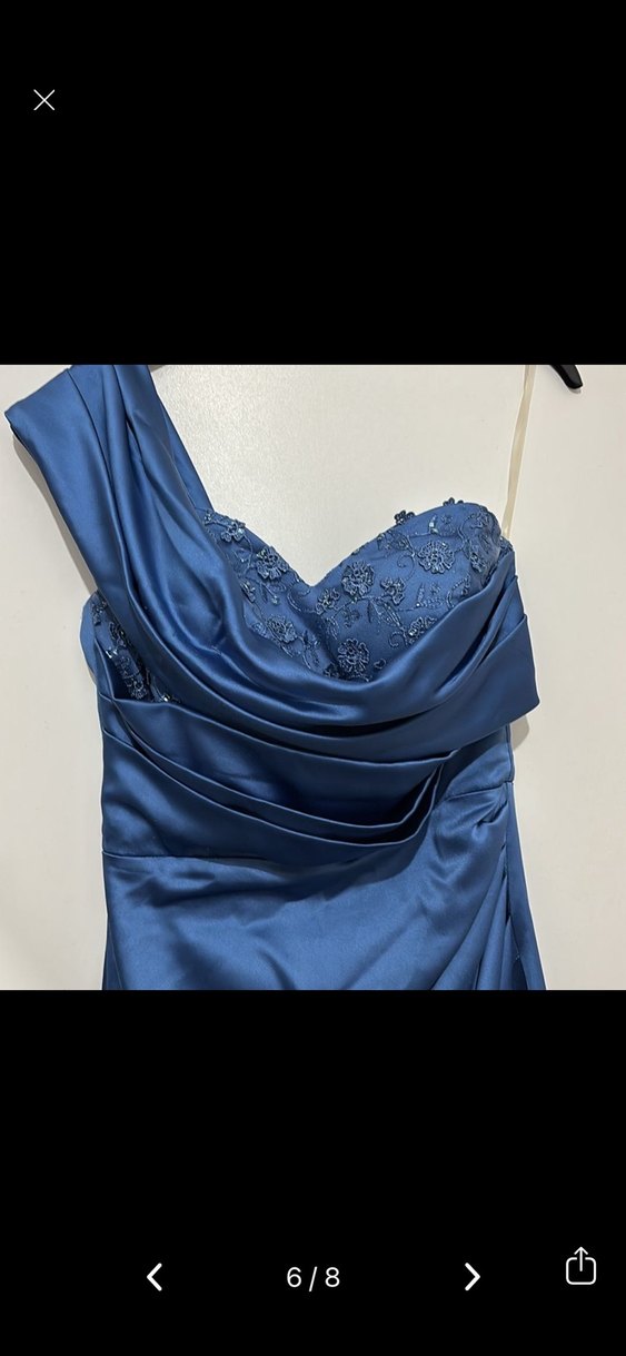 Drapeli tek kollu Uzun Abiye Elbise - Görsel 3