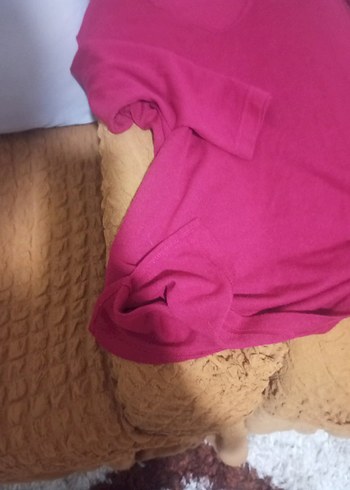 vişne Kırmızı V Yaka Uzun Kollu  Bluzu - Görsel 4