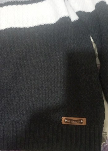 Gri Çizgili Erkek Triko Kazak - Görsel 2