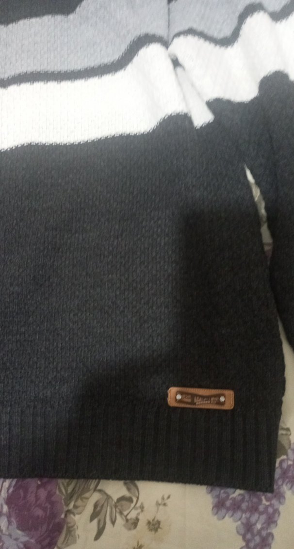 Gri Çizgili Erkek Triko Kazak - Görsel 2