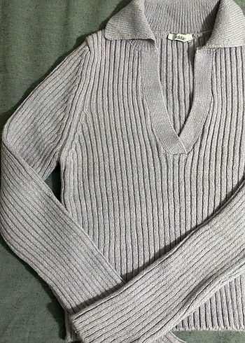 Addax vücuda oturan v yaka lila kazak - Görsel 4