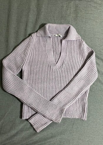 Addax vücuda oturan v yaka lila kazak - Görsel 2