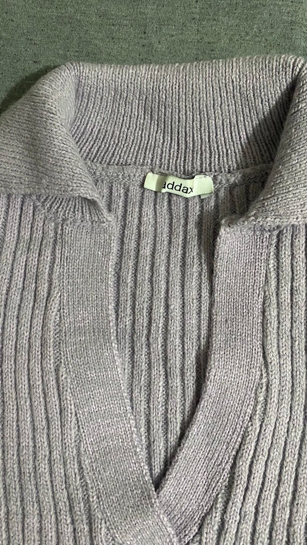 Addax vücuda oturan v yaka lila kazak - Görsel 3