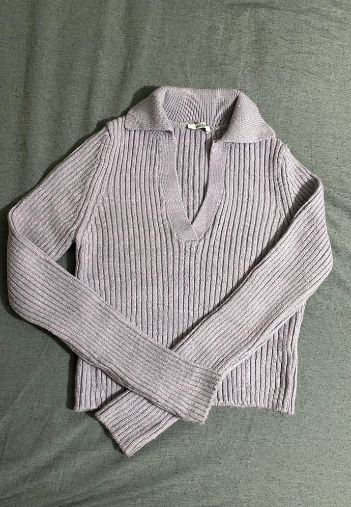 Addax vücuda oturan v yaka lila kazak - Görsel 2