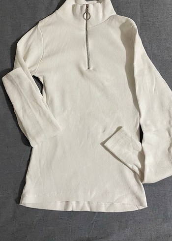 Fermuarlı Beyaz Fitilli Bluz - Görsel 4