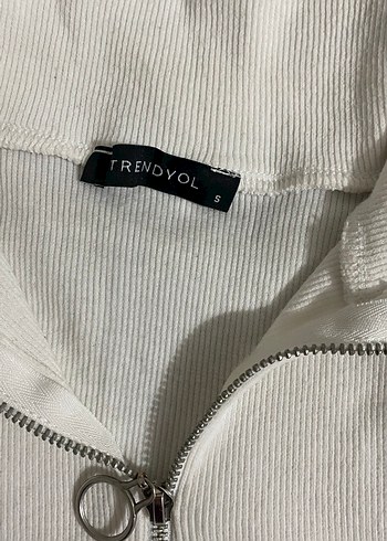 Fermuarlı Beyaz Fitilli Bluz - Görsel 3