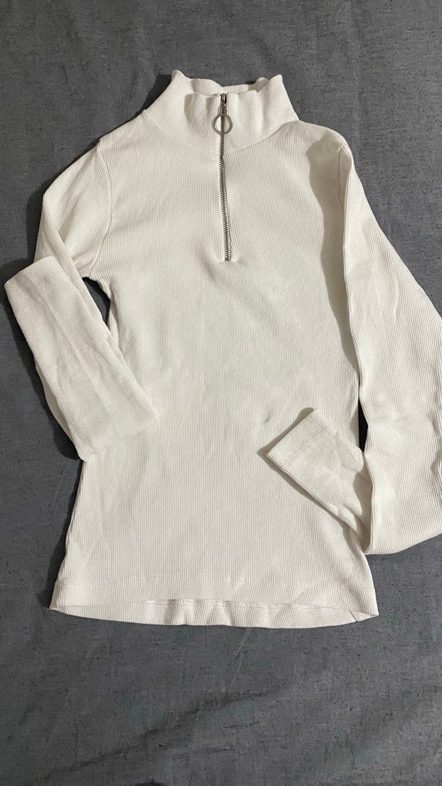 Fermuarlı Beyaz Fitilli Bluz - Görsel 4