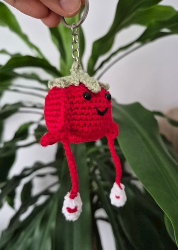 Renkli Örgü domates adamAnahtarlık çanta süsü - Görsel 4