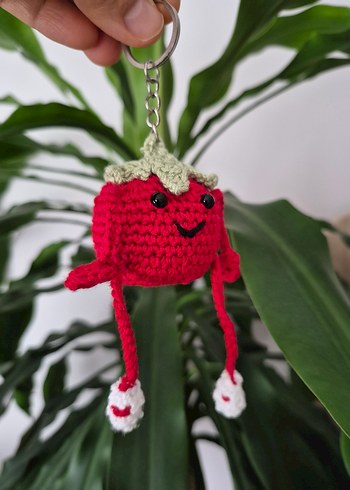 Renkli Örgü domates adamAnahtarlık çanta süsü - Görsel 5