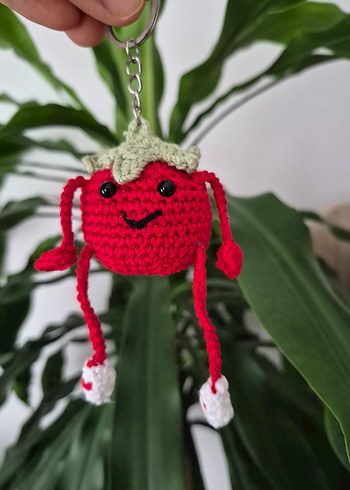 Renkli Örgü domates adamAnahtarlık çanta süsü - Görsel 3