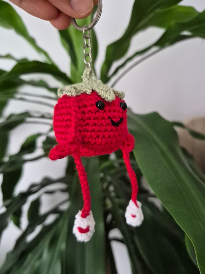 Renkli Örgü domates adamAnahtarlık çanta süsü - Görsel 4