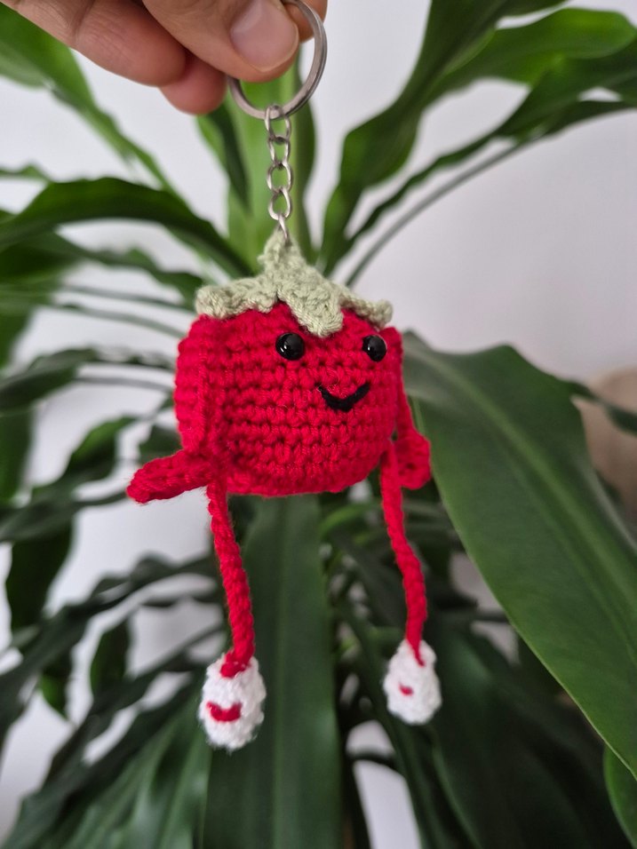 Renkli Örgü domates adamAnahtarlık çanta süsü - Görsel 5