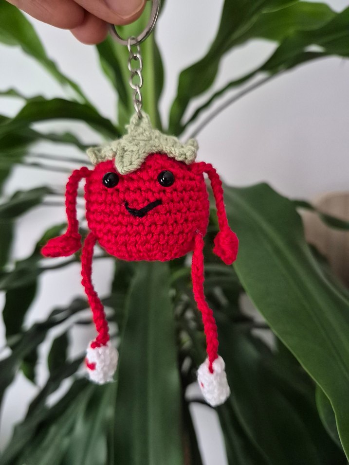 Renkli Örgü domates adamAnahtarlık çanta süsü - Görsel 3