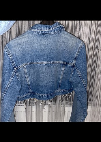 Düğmeli Mavi Kadın Denim Ceket - Görsel 2
