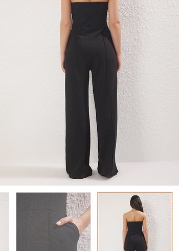 Siyah Askılı Uzun Kadın Tulum - Görsel 2