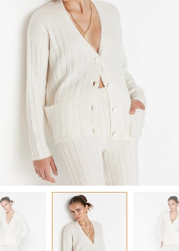 Kadın Beyaz Örgü Keten Pantolon - Görsel 2