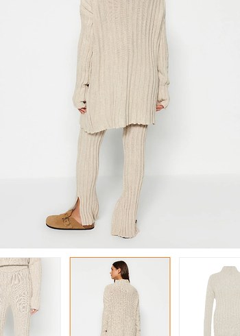 Bej Kadın Triko Midi Elbise - Görsel 2