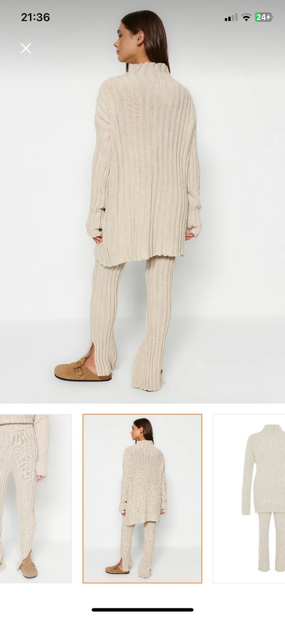 Bej Kadın Triko Midi Elbise - Görsel 2