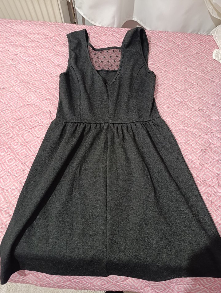 Gri Dantelli Midi Elbise - Görsel 2