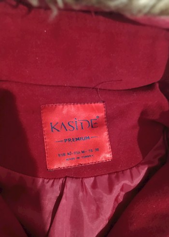 Bordo Kadın Kemerli kaşe kaban, Kürk Detaylı. - Görsel 3