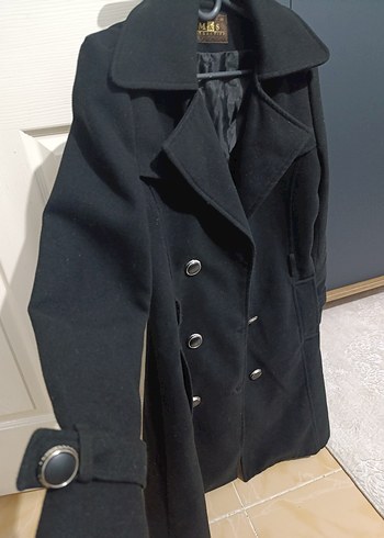 Siyah Çift Düğmeli Kaşe Kaban - Görsel 2