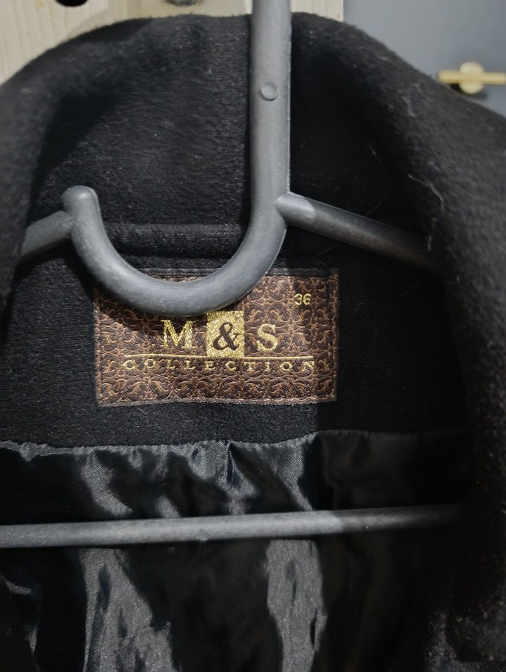 Siyah Çift Düğmeli Kaşe Kaban - Görsel 3