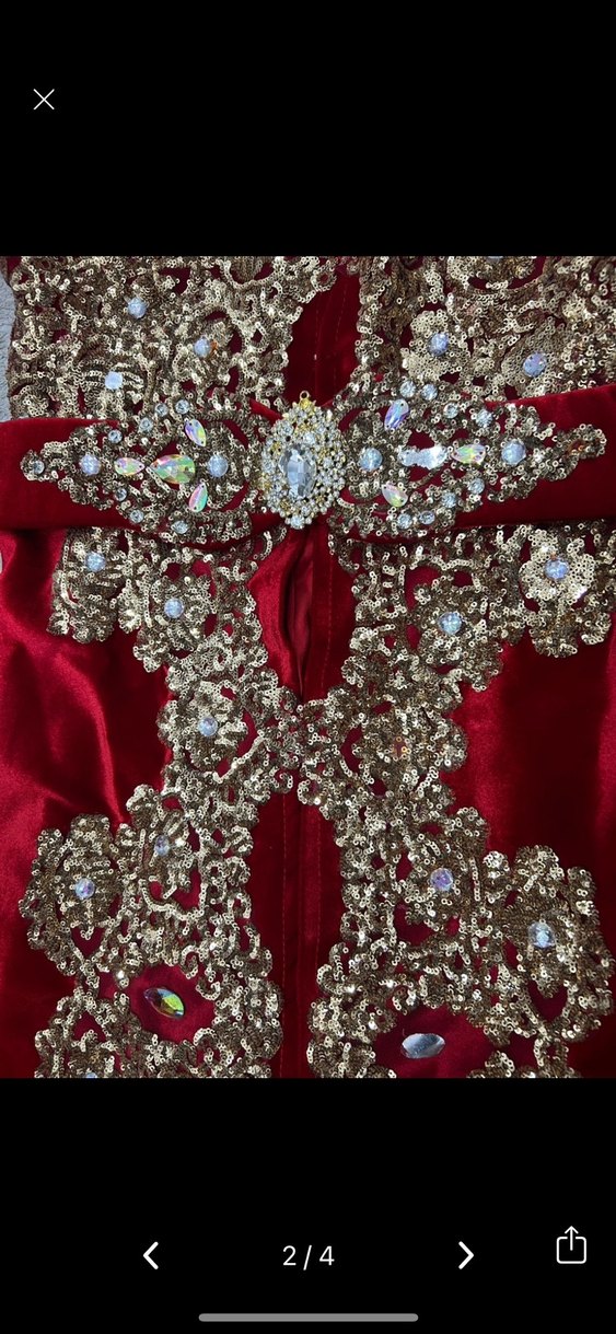 Bordo Uzun Kol Etkileyici Bindallı ve taç - Görsel 2