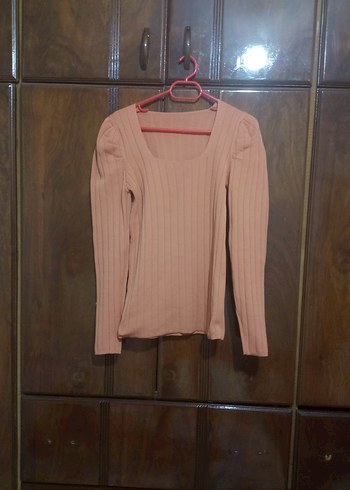 Bej Uzun Kollu Triko Kadın Kazak - Görsel 2