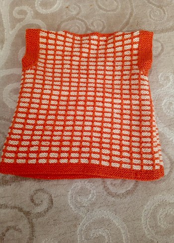 Turuncu Örgü Kız Çocuk Süveter - Görsel 2