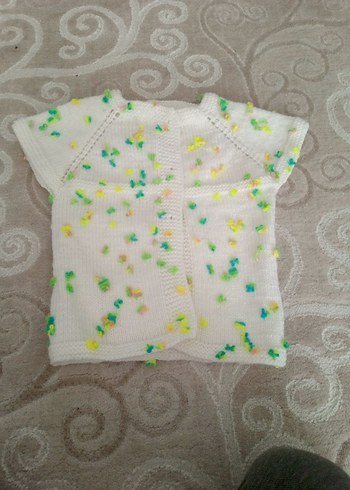 Kız Çocuk Beyaz Renkli Bohem Örgü Süveter - Görsel 4