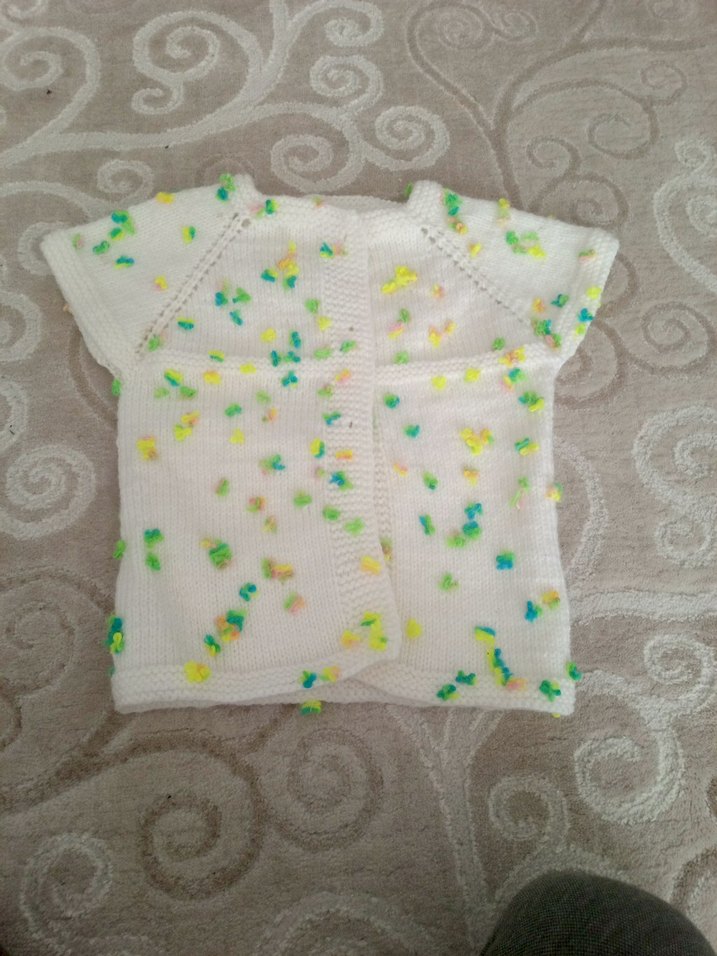 Kız Çocuk Beyaz Renkli Bohem Örgü Süveter - Görsel 4