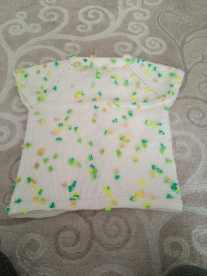 Kız Çocuk Beyaz Renkli Bohem Örgü Süveter - Görsel 2