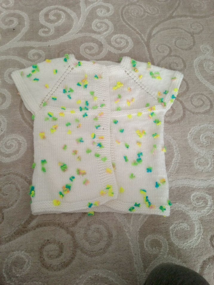 Kız Çocuk Beyaz Renkli Bohem Örgü Süveter - Görsel 3