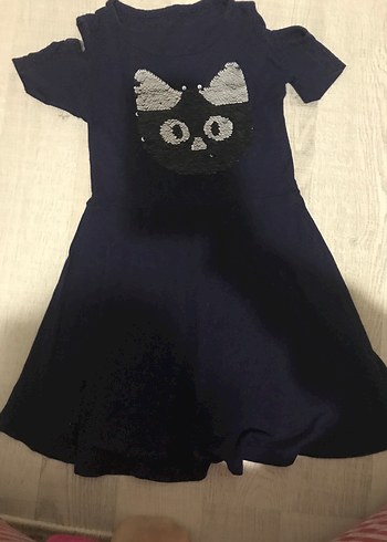 Kız Çocuk Siyah Kısa Kollu Goth Elbise - Görsel 2