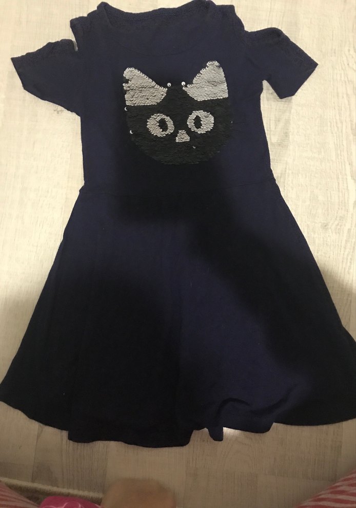 Kız Çocuk Siyah Kısa Kollu Goth Elbise - Görsel 2