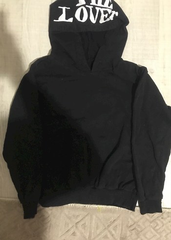 Kadın Siyah Baskılı Kapüşonlu Sweatshirt - Görsel 2