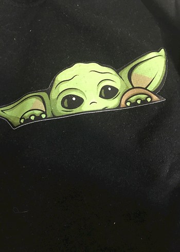 Siyah Kapüşonlu Çocuk Yoda Baskılı Sweatshirt - Görsel 2