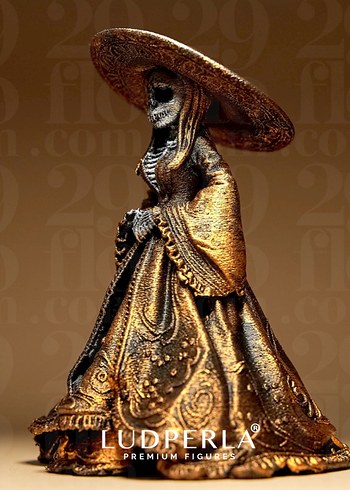 La Catrina İskelet Kadın Figür Bronz Tasarım - Görsel 2