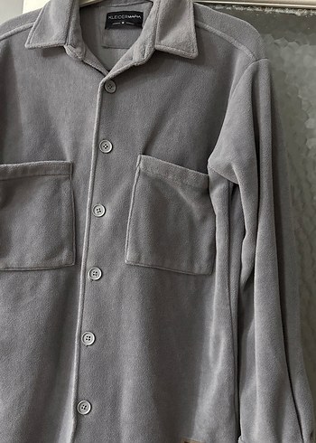 Gri Düğmeli Erkek Polar Gömlek - Görsel 2