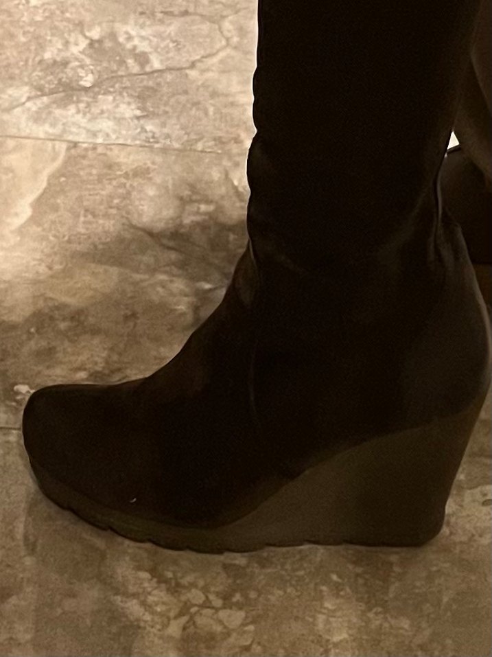 Kadın Kahverengi Süet Dolgu Topuklu Diz Üstü Çizme - Görsel 3